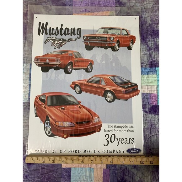 Automobillia Classic Tin Sign Ford Mustang 30 Years 12-1/2"  x 16" Man Cave Sign - Picture 3 of 3